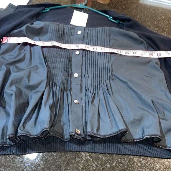 Sacai Japanese Black Cotton Pleat & Cardigan Layer Top - Picture 12 of 14